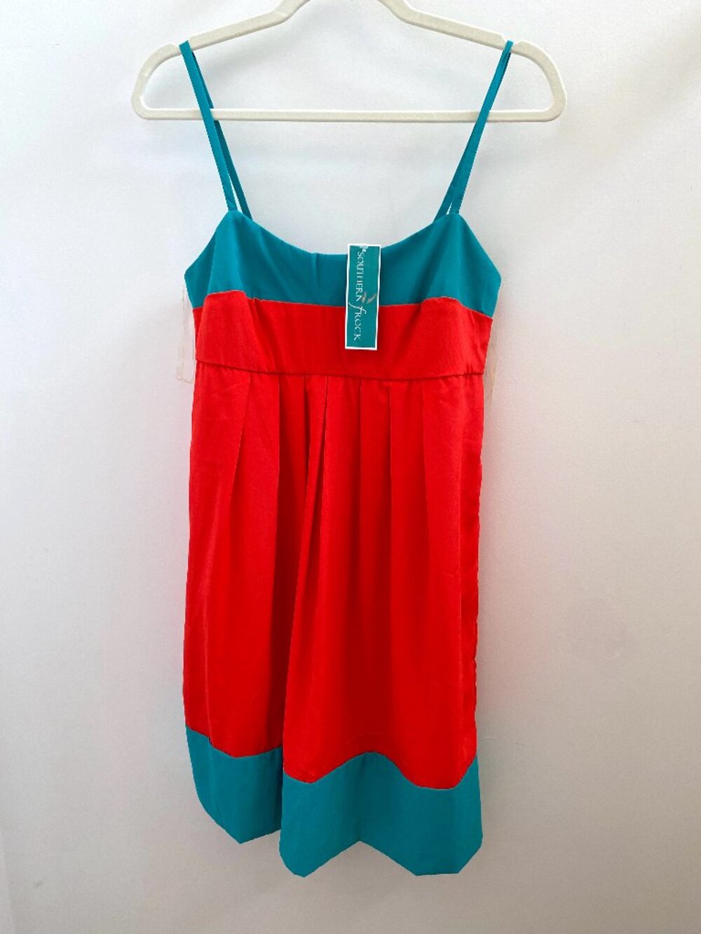 Southern Frock Teal Blue and Red Sleeveless Dress NWT XSmall